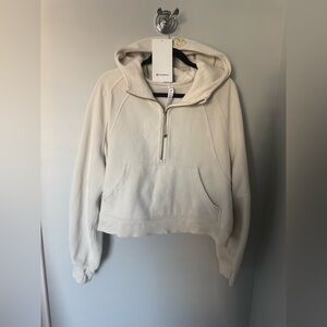 Lululemon Athletica Scuba Oversized Half-Zip Hoodie in BONE, gold hardware